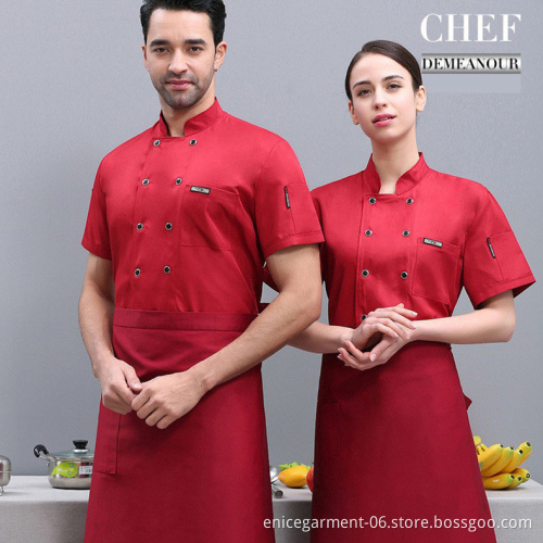 Hot Sale Red Sushi Chef Uniform Tops for Men - Polyester/Cotton Blend Restaurant Wear